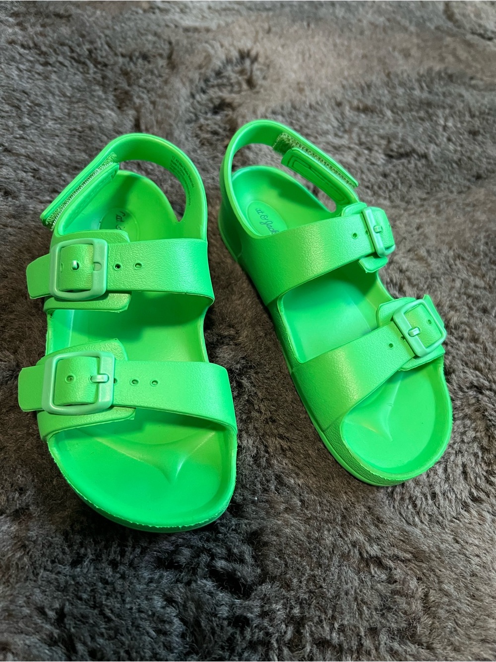 Cat & Jack Bright Green Double-Buckle Kids Sandals Size 12